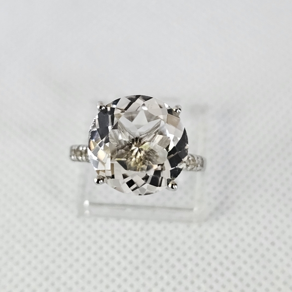 Genuine White Topaz Ring Platinum over Sterling Silver Sz 8! 😲 - Picture 5 of 12